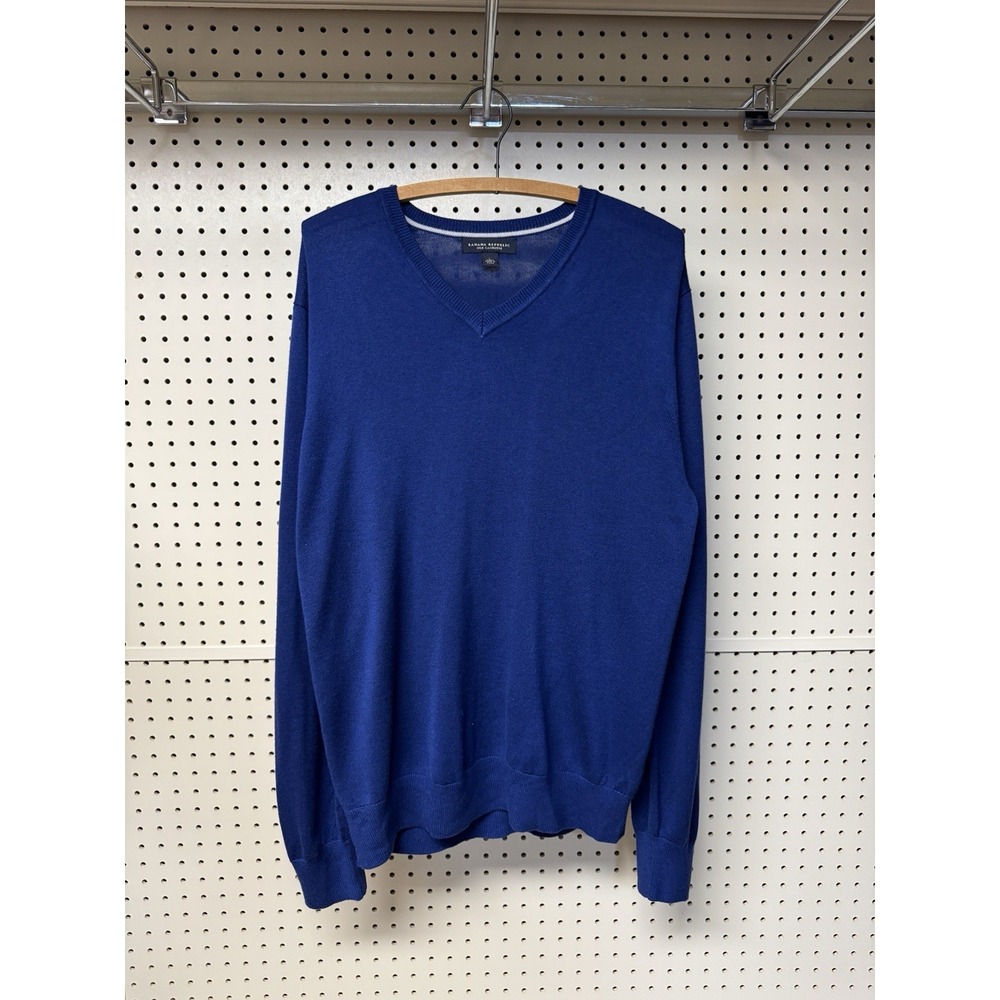 Banana Republic V-Neck Blue Silk & Cashmere Lightweight Sweater (L)